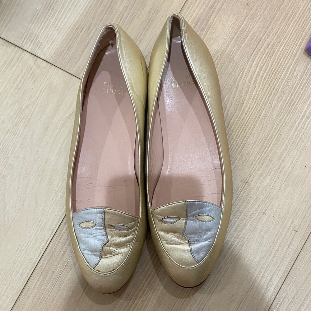 Stuart Weitzman Gold and Silver Flats